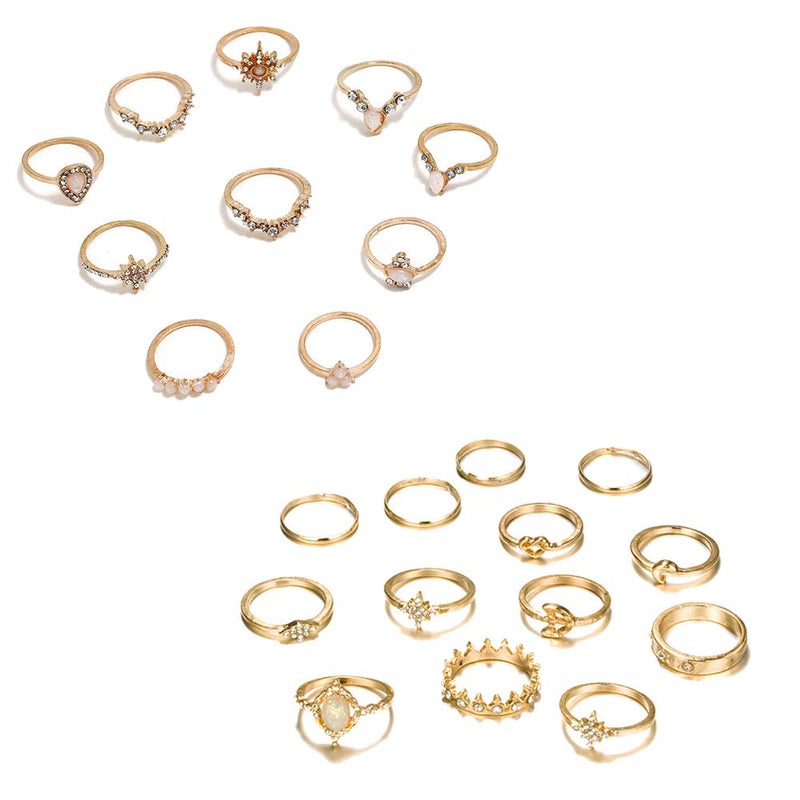 CSIYANJRY99 23 Pcs Boho Gold Star Moon Knuckle Ring Set for Women,Vintage Stackable Midi Finger Rings Set (P) - Image 1